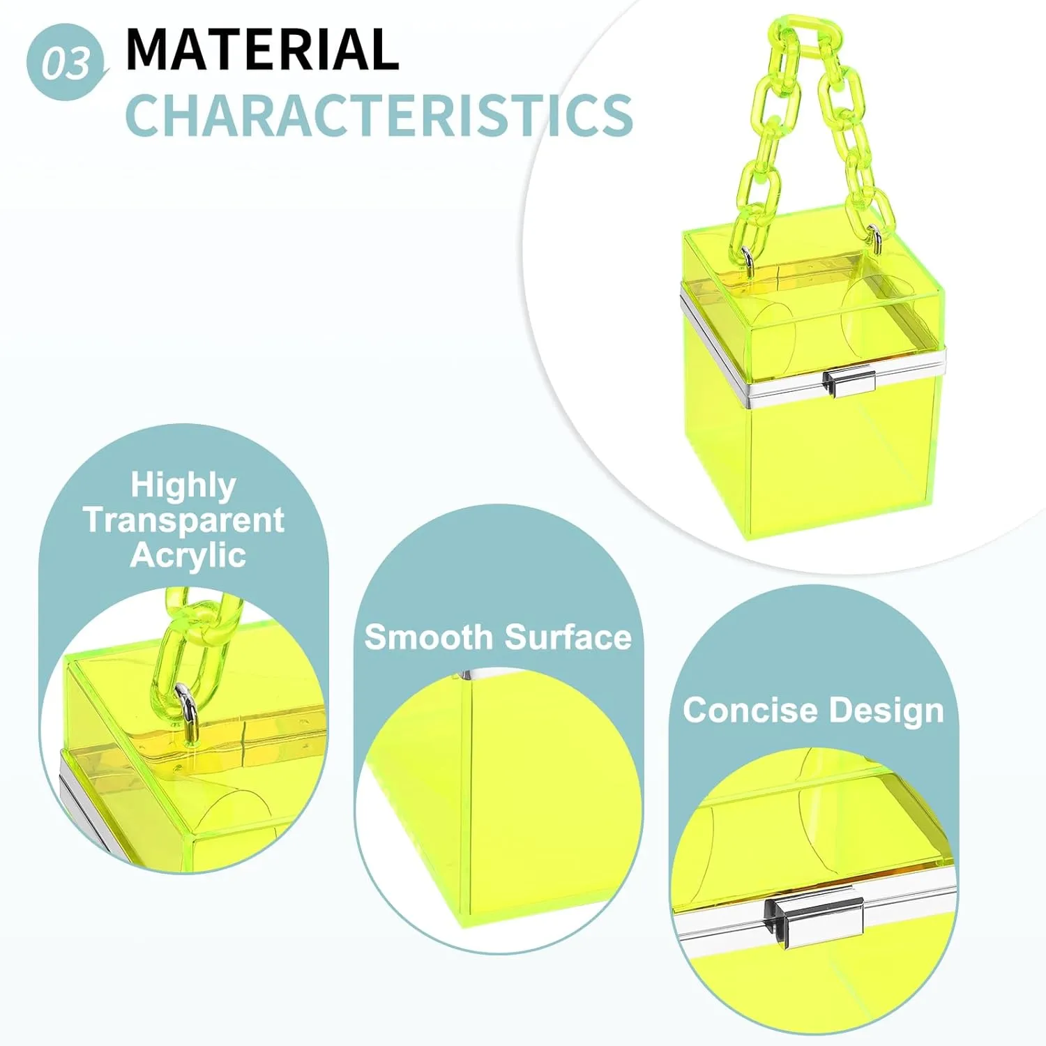 Acrylic Clear Evening Clutch Bag for Women, Shoulder Handbags Neon Hard Frame Party Purse for Wedding Prom Party (Yellow, Silver)