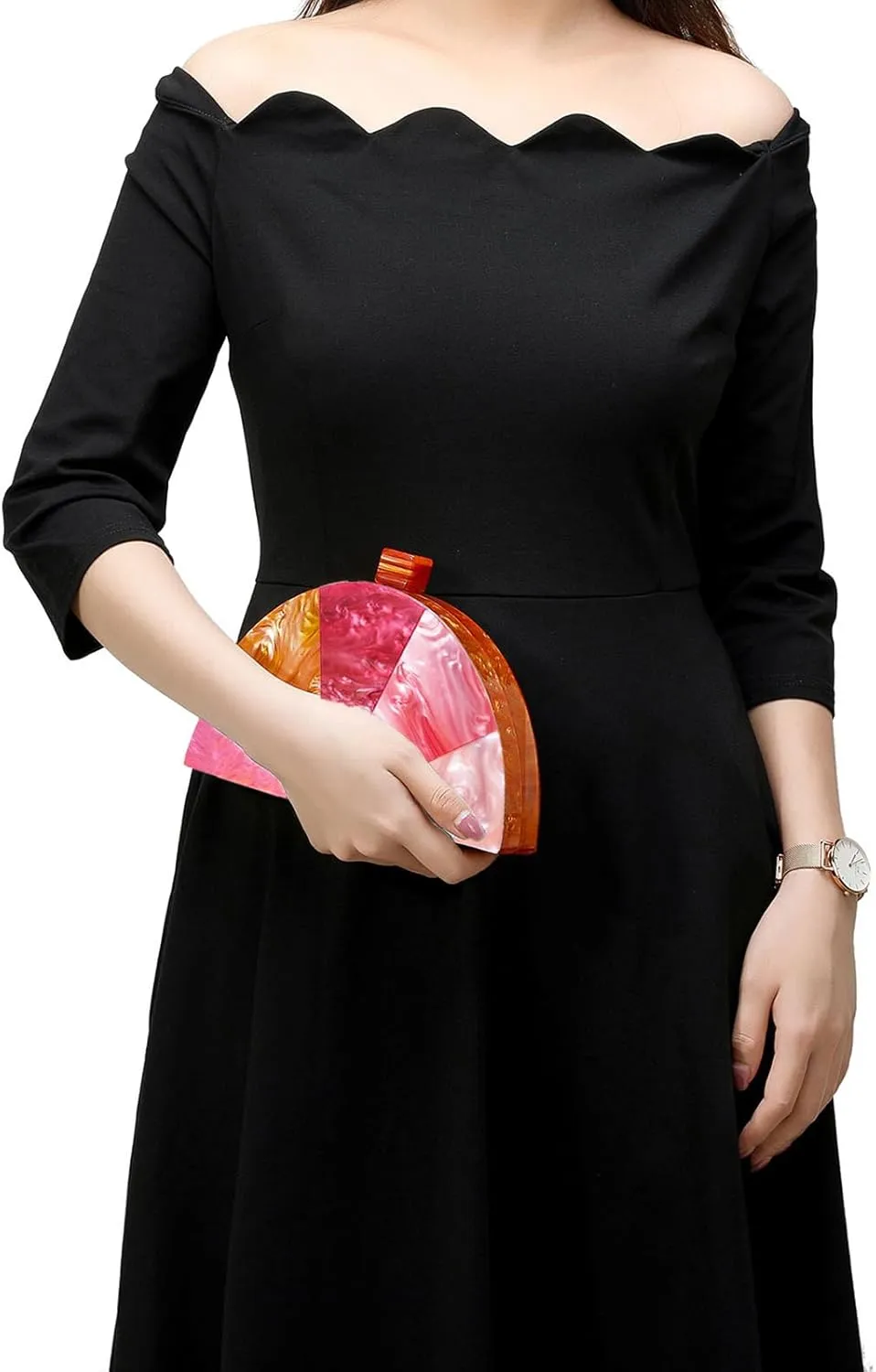 Acrylic Clutch Purses for Women, Semicircle Colorful,Women's Evening Bag For Weddings Party Prom