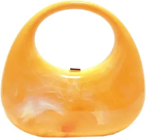 Acrylic Evening Bag for Women Moon Shaped Handbags for Women Top-Handle Hand Purse Clutch for Wedding Cocktail Prom