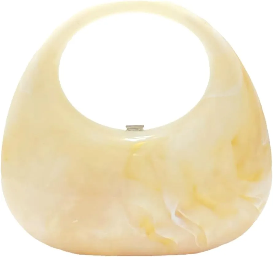 Acrylic Evening Bag for Women Moon Shaped Handbags for Women Top-Handle Hand Purse Clutch for Wedding Cocktail Prom