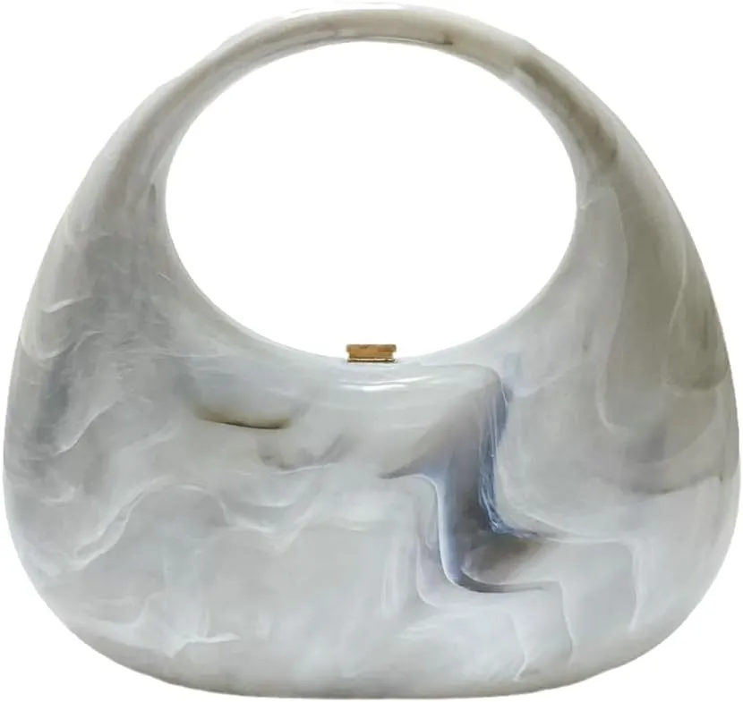 Acrylic Evening Bag for Women Moon Shaped Handbags for Women Top-Handle Hand Purse Clutch for Wedding Cocktail Prom