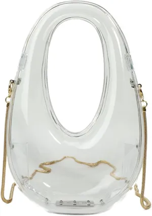Acrylic Moon Shape Evening Clutch Purse For Women Metal Chains Unique Shoulder Bag Handbag For Wedding Party Prom (Transparent,Female,Adult)