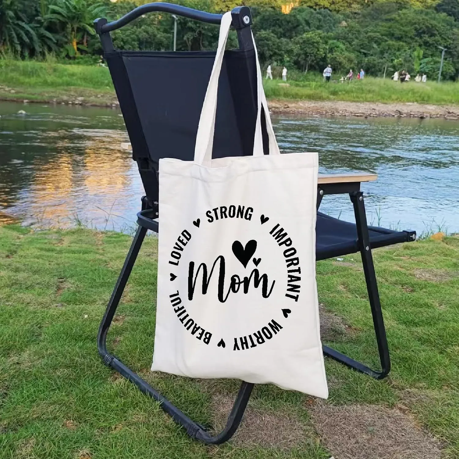 Aesthetic Canvas Tote Bag with Inner Pocket, Cute Reusable Tote Bags for Grocery Shopping, Gifts for Women Friends