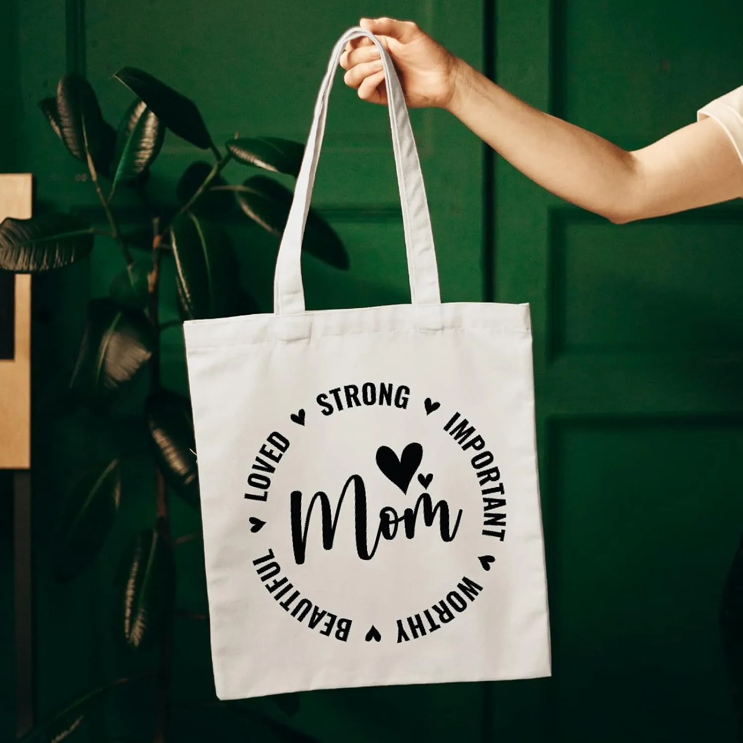 Aesthetic Canvas Tote Bag with Inner Pocket, Cute Reusable Tote Bags for Grocery Shopping, Gifts for Women Friends