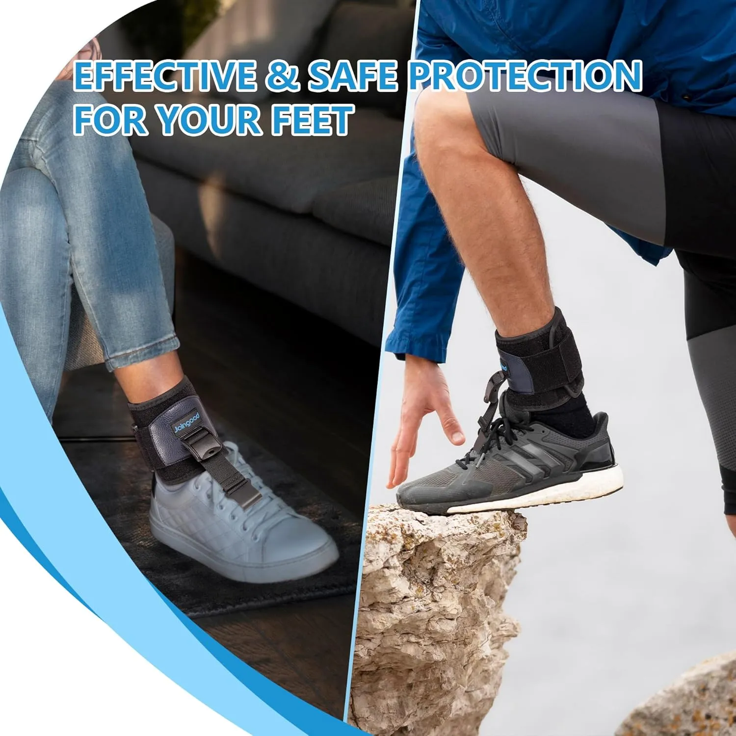 AFO Foot Drop Brace for Walking, Drop Foot Brace for Walking with Shoes, Adjustable Foot Brace for Drop Foot Support, Soft Drop Foot Braces, Fits Left or Right Foot, Women & Men(L/XL)