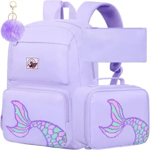 AGSDON 3PCS Backpack for Girls Set, Laptop College School Bookbag and lunch bog, Water Resistant Backpacks