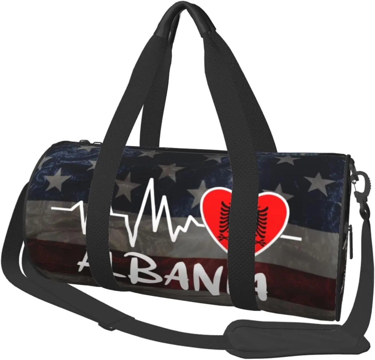 Albania Heartbeat Duffel Bag Gym Bag Travel Sports Tote Large Foldable Beach Swim Yoga7