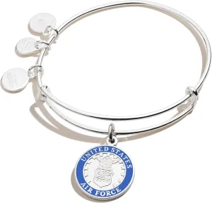 Alex and Ani Collaborations Expandable Bangle for Women, United States Armed Forces Charm, Shiny Finish, 2 to 3.5 in