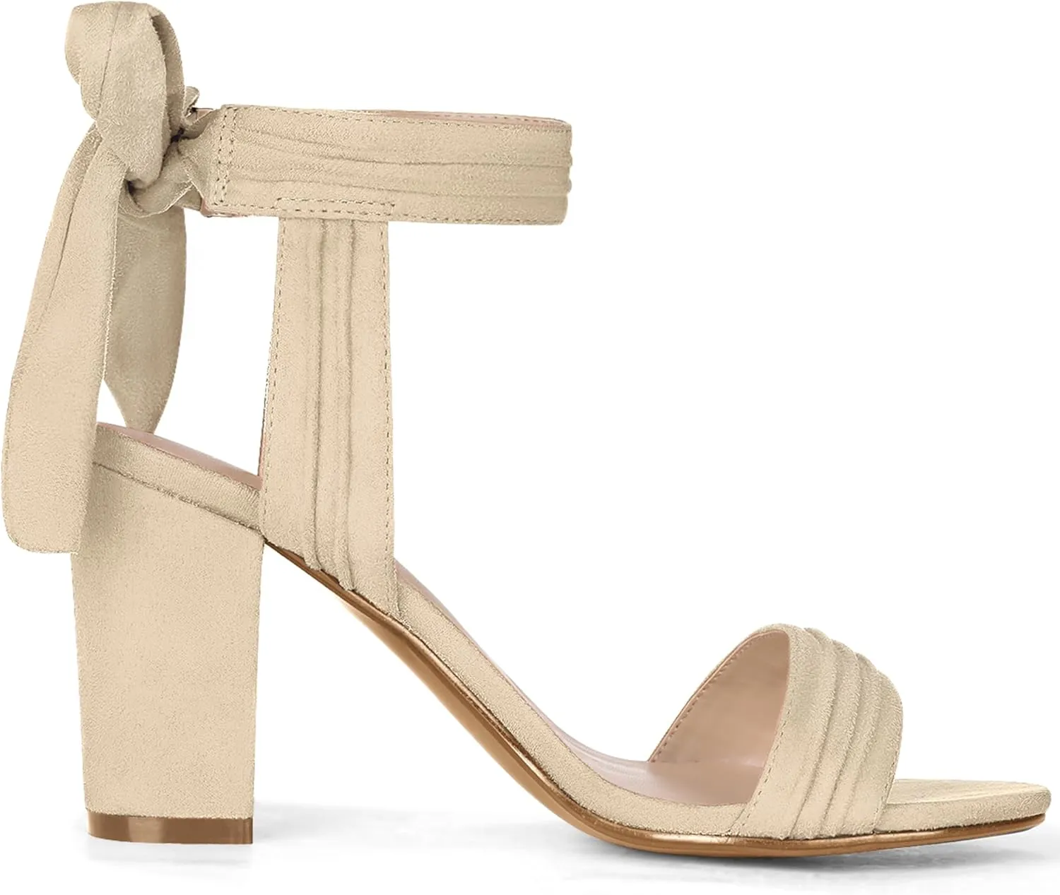 Allegra K Women Open Toe Ankle Tie Back Chunky Heel Sandals