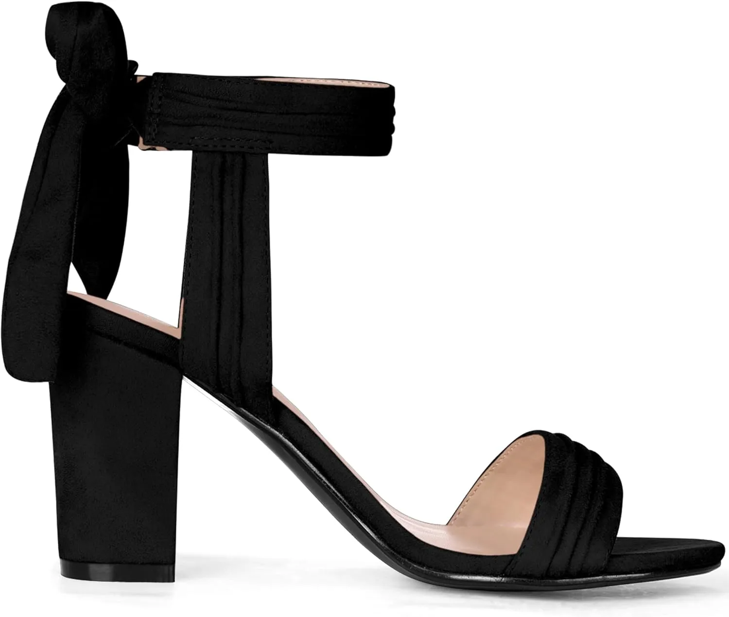 Allegra K Women Open Toe Ankle Tie Back Chunky Heel Sandals