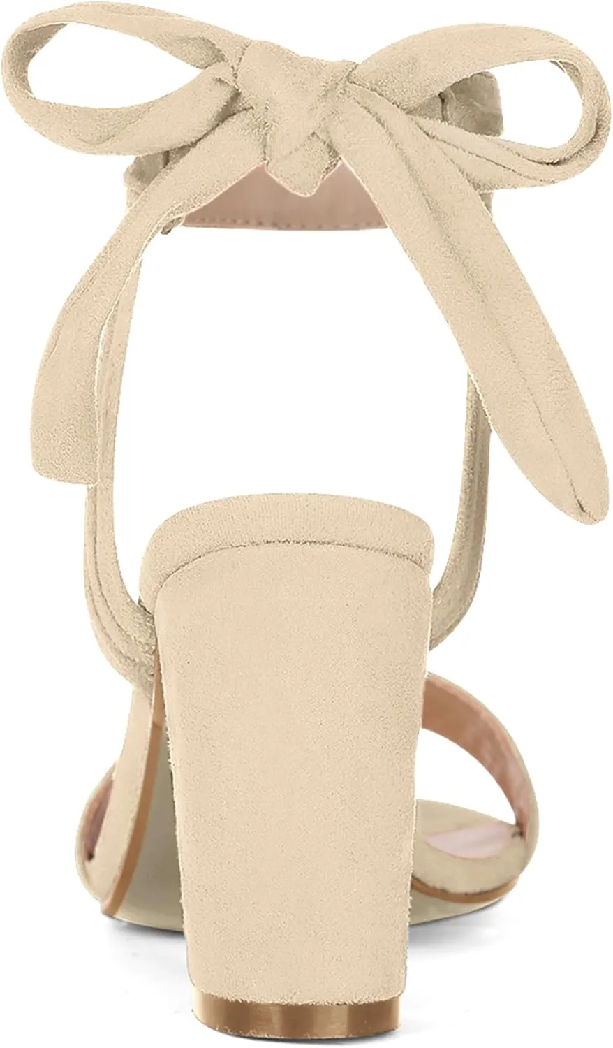 Allegra K Women Open Toe Ankle Tie Back Chunky Heel Sandals