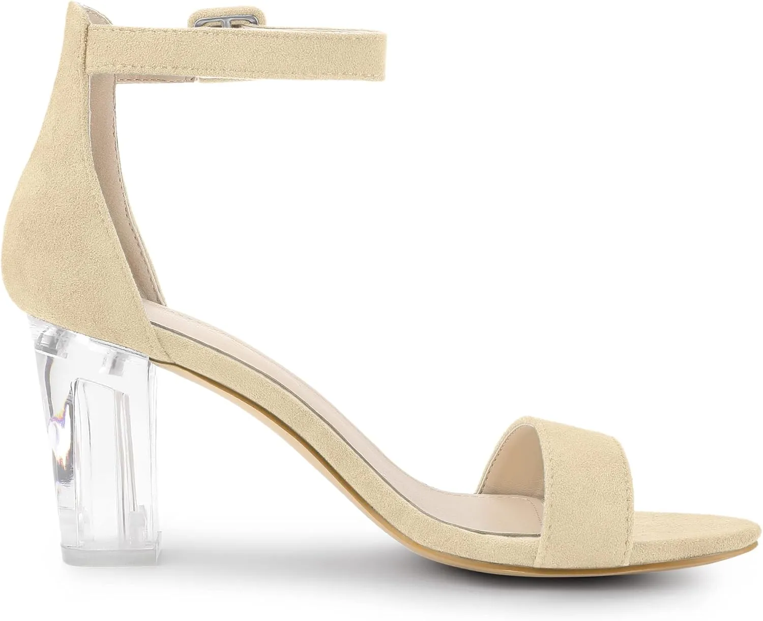 Allegra K Women's Ankle Strap Clear Heel Chunky Heels Sandals