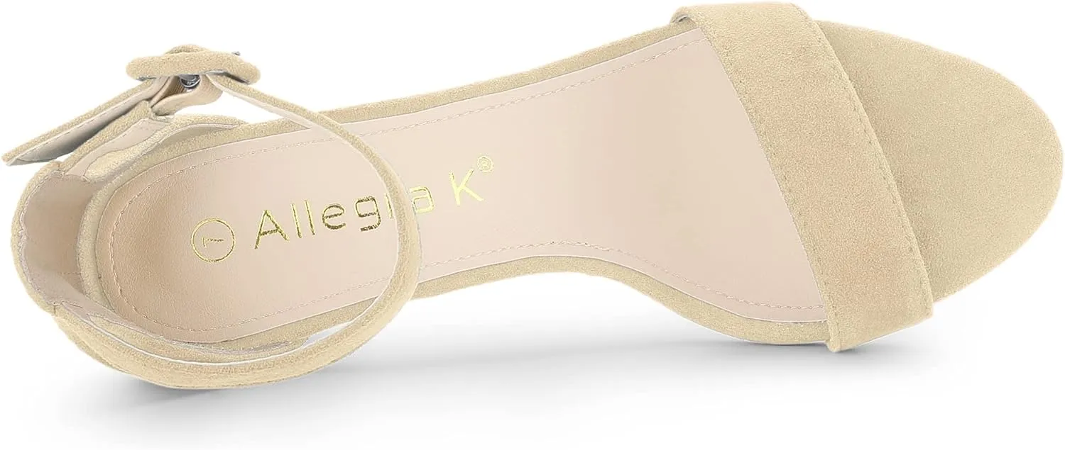 Allegra K Women's Ankle Strap Clear Heel Chunky Heels Sandals