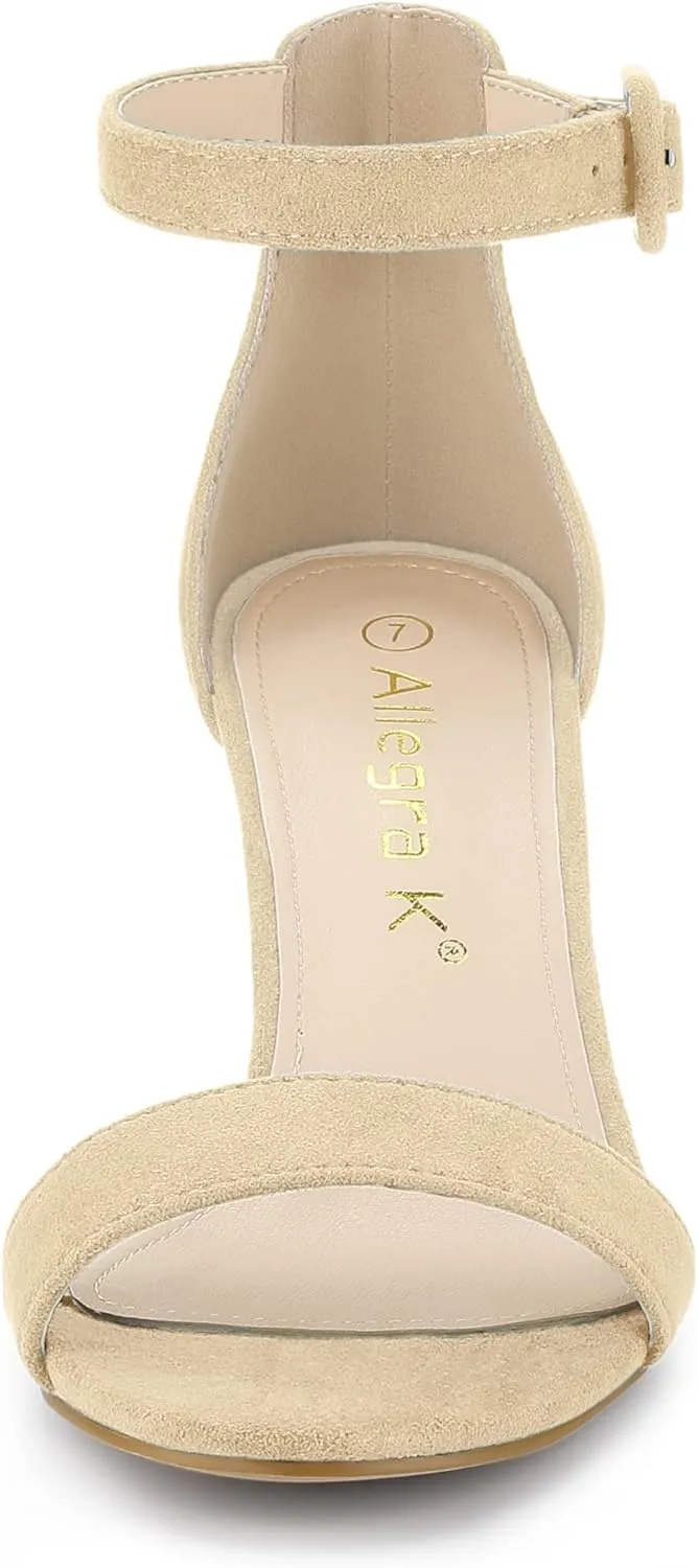 Allegra K Women's Ankle Strap Clear Heel Chunky Heels Sandals