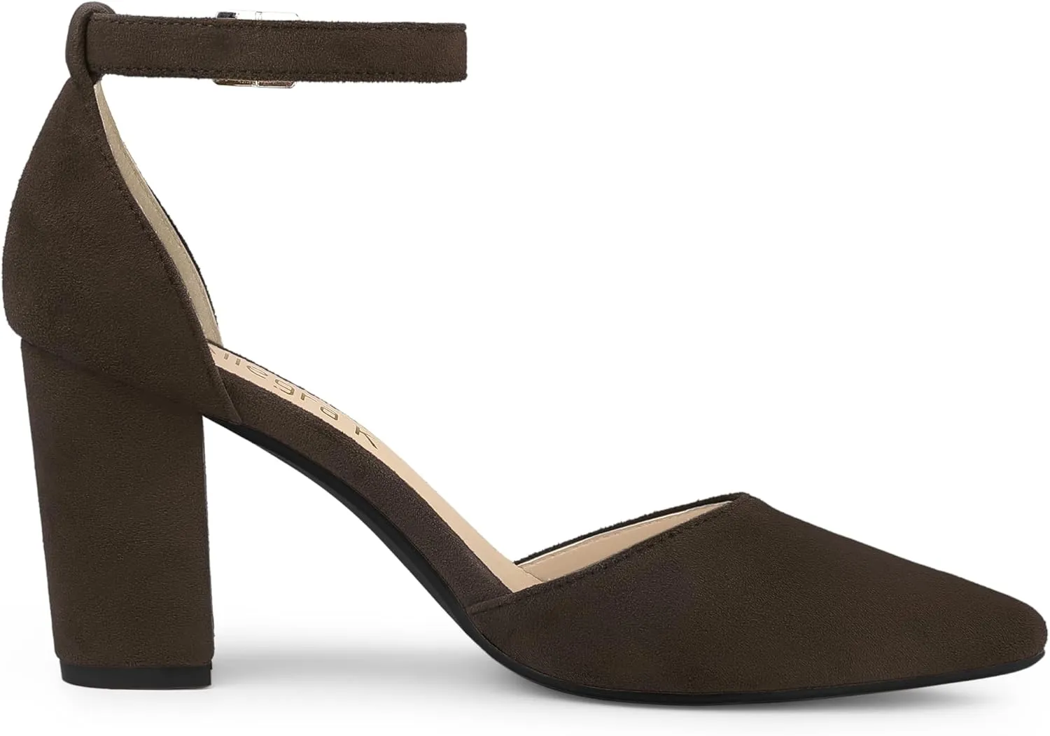 Allegra K Women's Ankle Strap Pointed Toe Block Heels Pumps