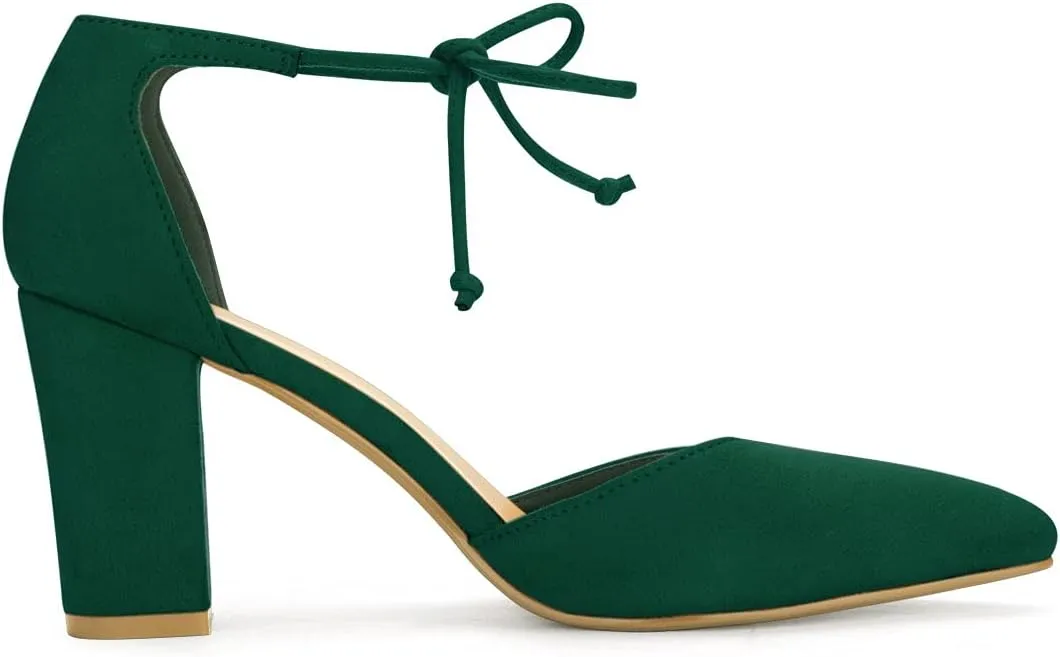 Allegra K Women's Ankle Tie Point Toe Dress Pumps