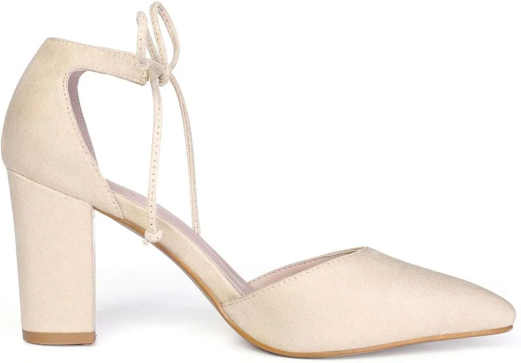 Allegra K Women's Ankle Tie Point Toe Dress Pumps