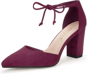 Allegra K Women's Ankle Tie Point Toe Dress Pumps
