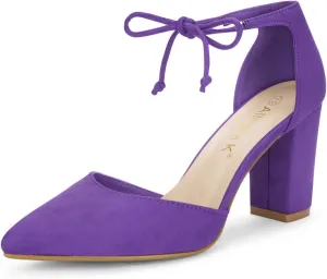 Allegra K Women's Ankle Tie Point Toe Dress Pumps