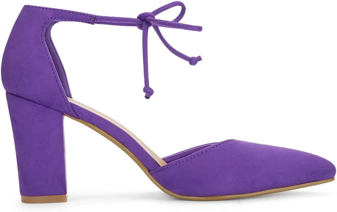 Allegra K Women's Ankle Tie Point Toe Dress Pumps
