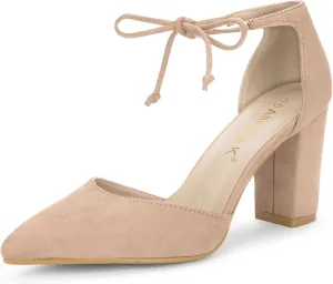 Allegra K Women's Ankle Tie Point Toe Dress Pumps