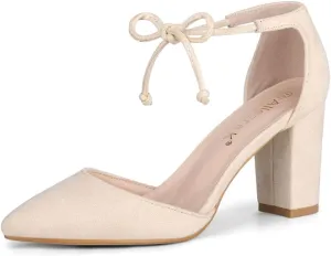 Allegra K Women's Ankle Tie Point Toe Dress Pumps
