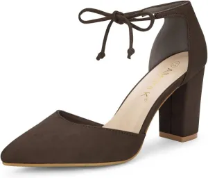 Allegra K Women's Ankle Tie Point Toe Dress Pumps