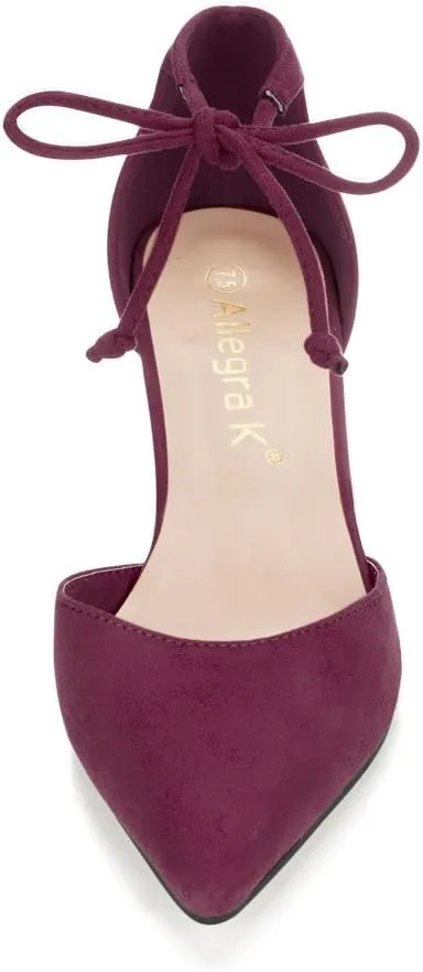 Allegra K Women's Ankle Tie Point Toe Dress Pumps