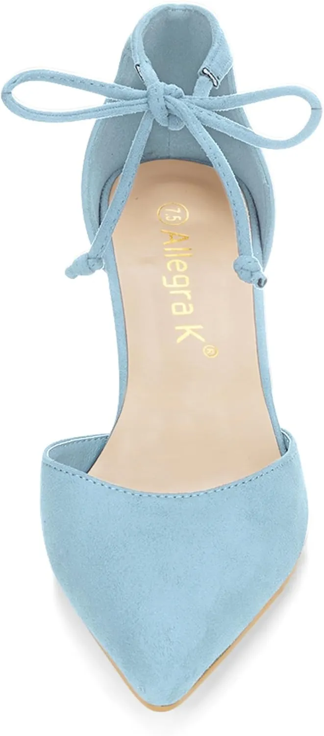 Allegra K Women's Ankle Tie Point Toe Dress Pumps