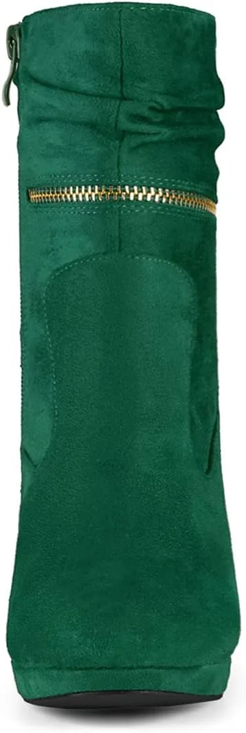 Allegra K Women's Ankle Zip Platform High Heel Mid Calf Boots