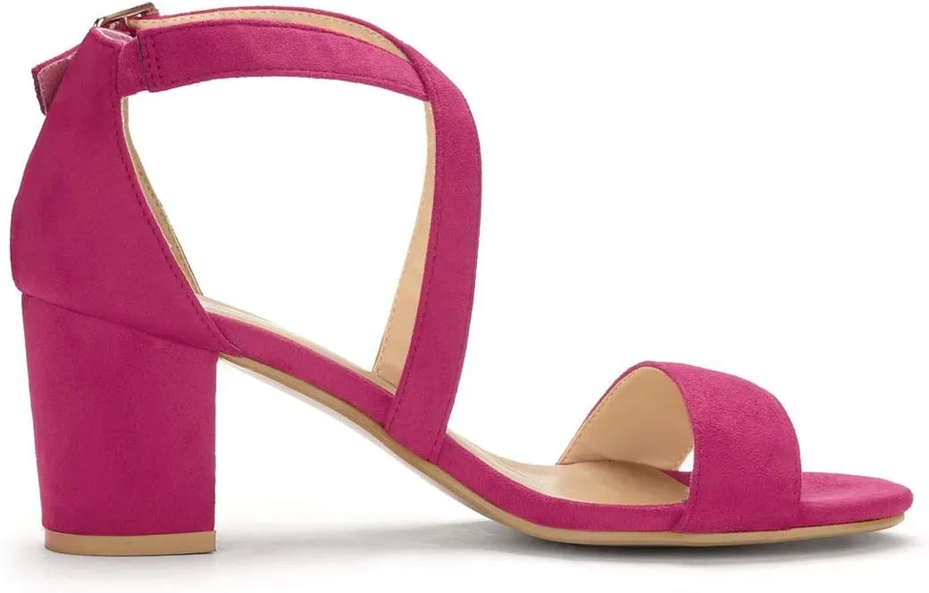 Allegra K Women's Crisscross Ankle Strap Block Heel Sandals