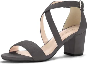 Allegra K Women's Crisscross Ankle Strap Block Heel Sandals