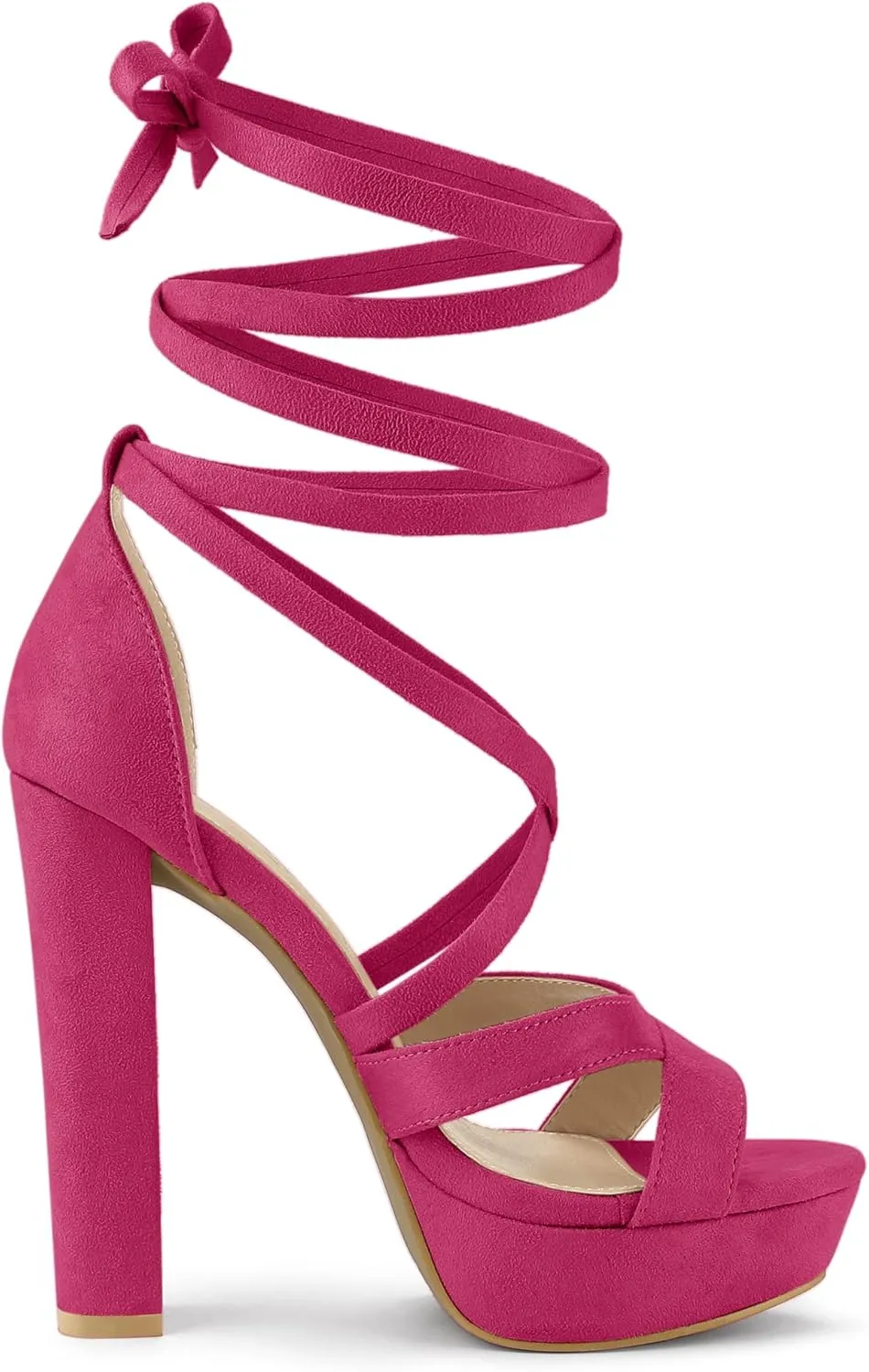 Allegra K Women's Lace Up Platform Chunky High Heels Sandals