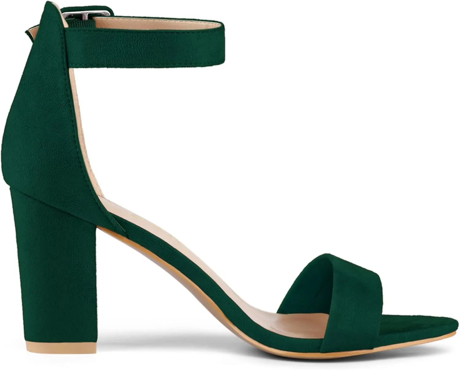 Allegra K Women's Open Toe High Chunky Heel Buckle Ankle Strap Sandals