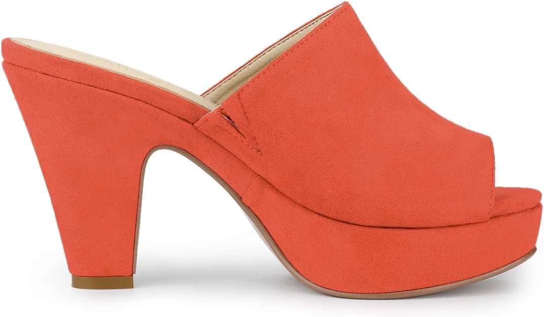 Allegra K Women's Open Toe Platform Chunky Heel Slides Sandals
