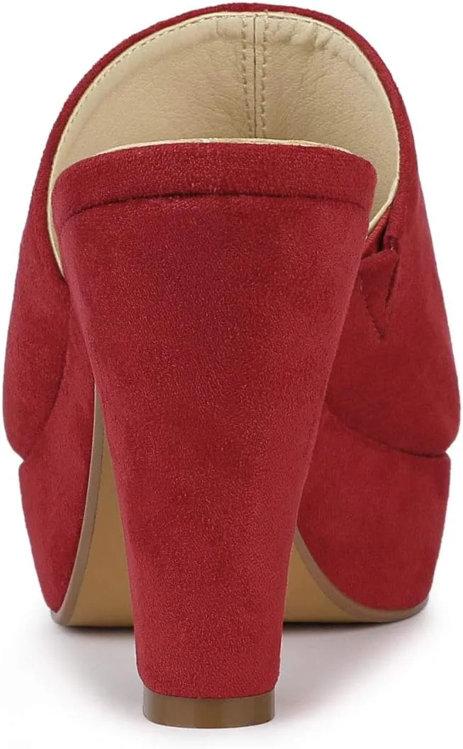 Allegra K Women's Open Toe Platform Chunky Heel Slides Sandals