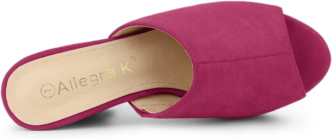 Allegra K Women's Open Toe Platform Chunky Heel Slides Sandals
