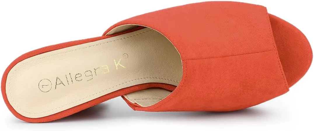 Allegra K Women's Open Toe Platform Chunky Heel Slides Sandals