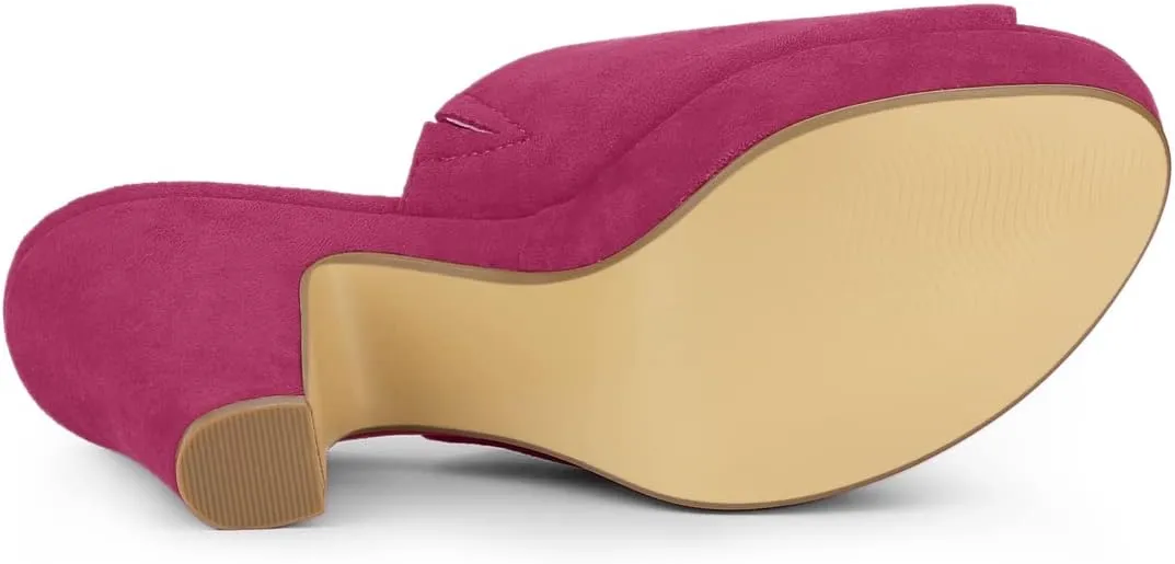 Allegra K Women's Open Toe Platform Chunky Heel Slides Sandals