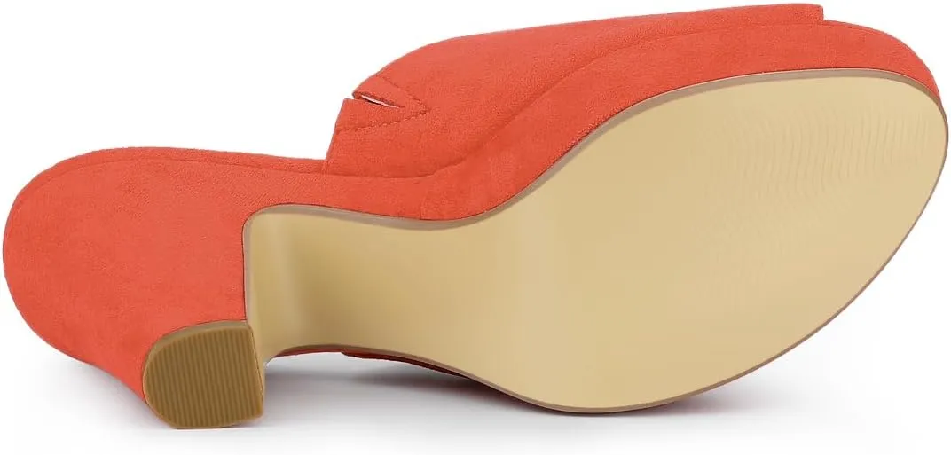 Allegra K Women's Open Toe Platform Chunky Heel Slides Sandals