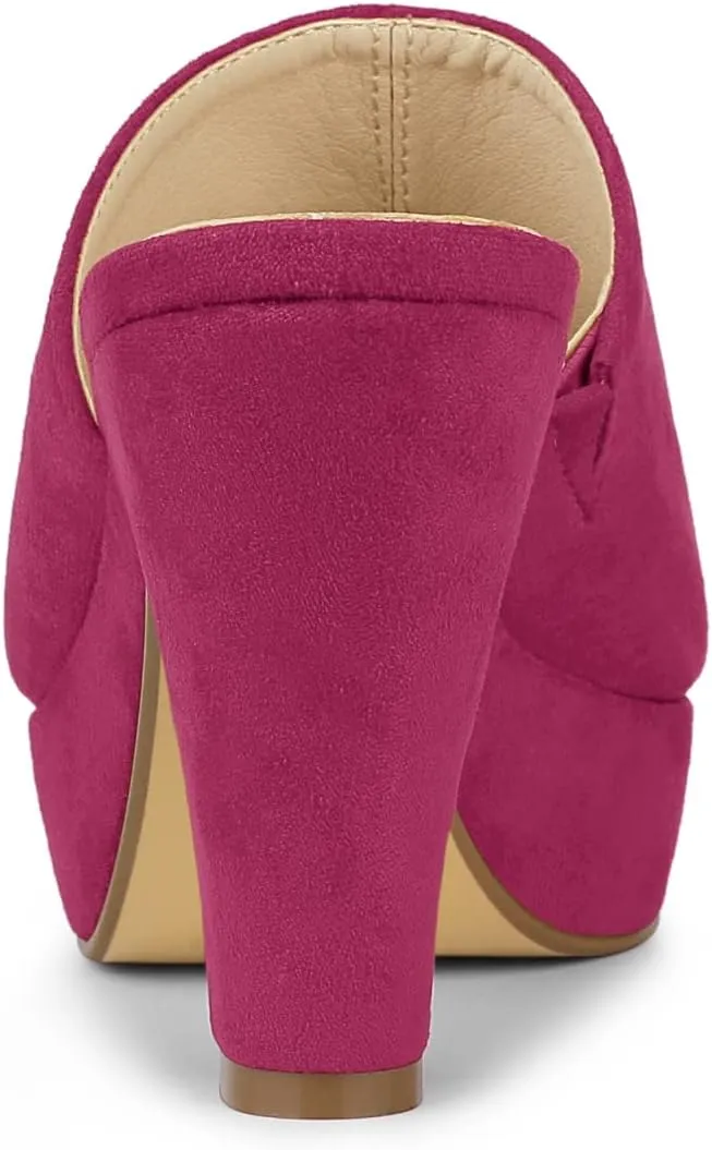 Allegra K Women's Open Toe Platform Chunky Heel Slides Sandals