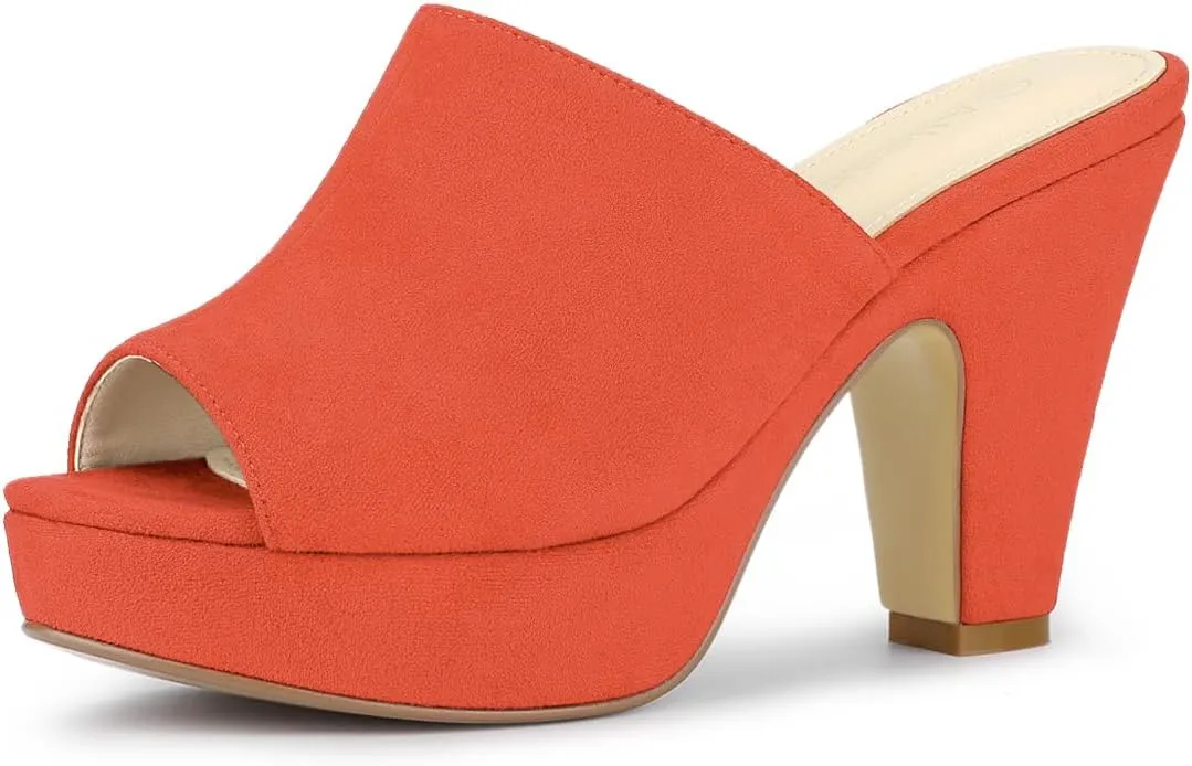 Allegra K Women's Open Toe Platform Chunky Heel Slides Sandals