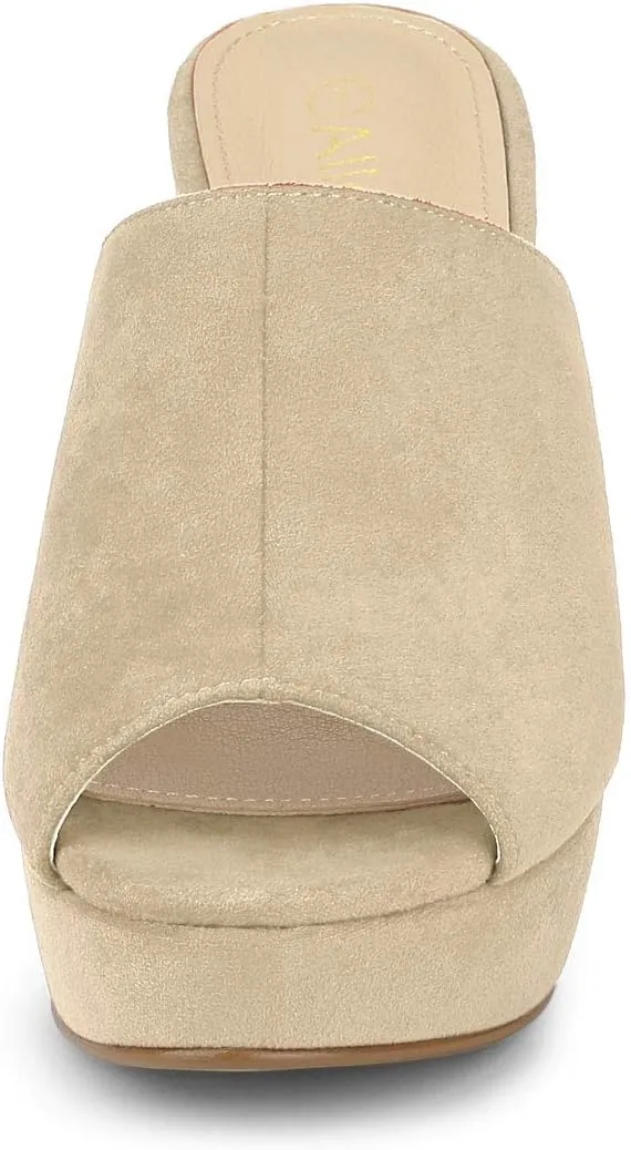 Allegra K Women's Open Toe Platform Chunky Heel Slides Sandals