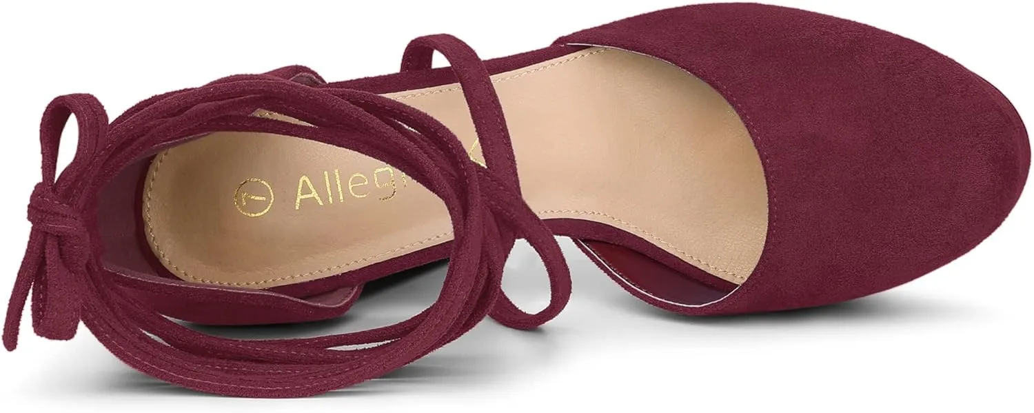 Allegra K Women's Platform Block Heel Lace Up Pumps Sandals