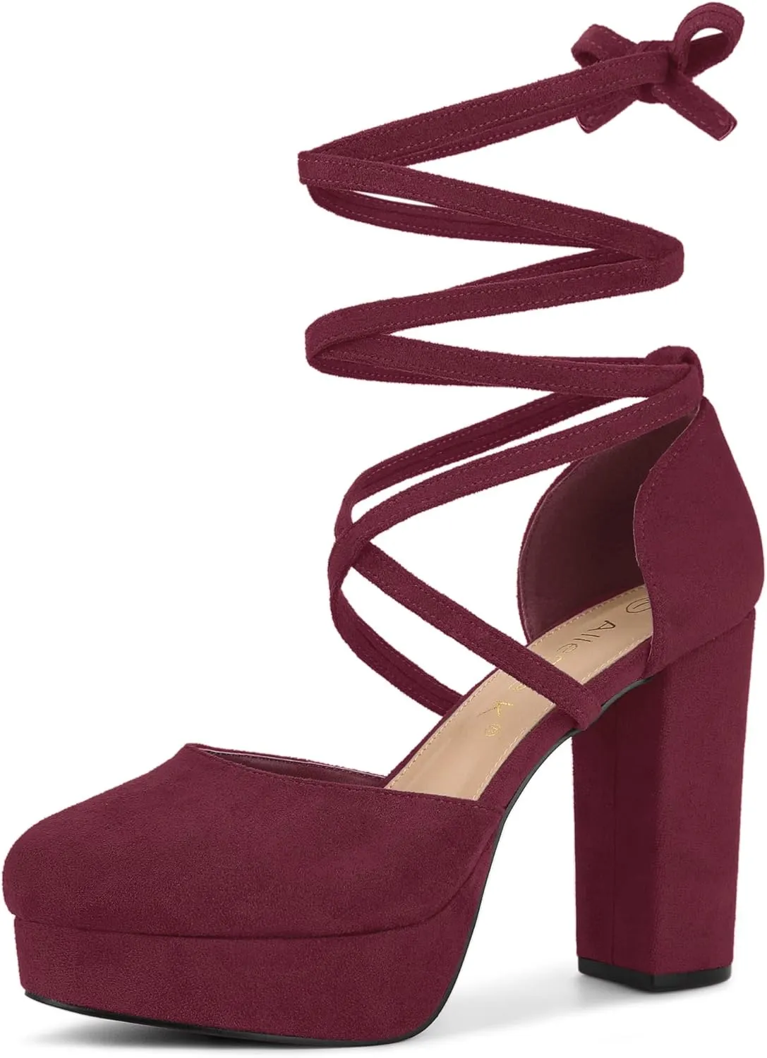 Allegra K Women's Platform Block Heel Lace Up Pumps Sandals