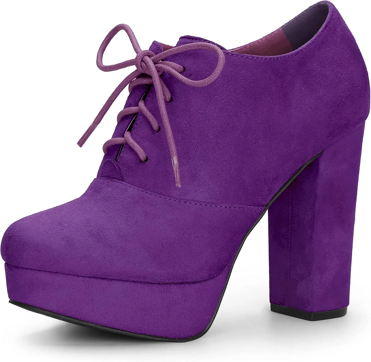 Allegra K Women's Platform Chunky Heel Lace Up Booties