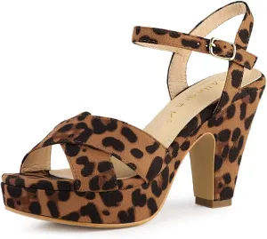 Allegra K Women's Platform Chunky Heels Slingback Sandals