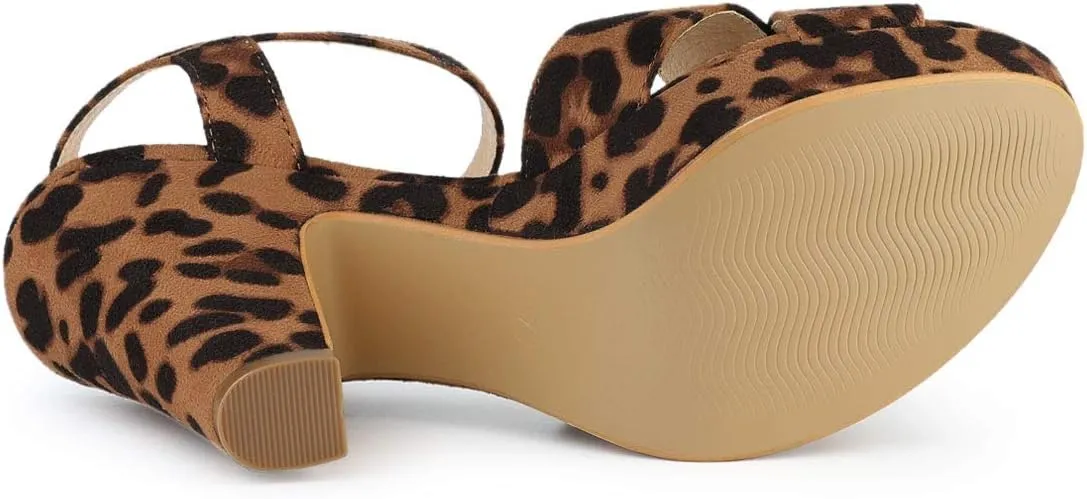Allegra K Women's Platform Chunky Heels Slingback Sandals