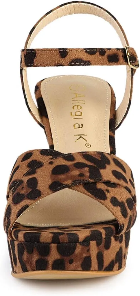 Allegra K Women's Platform Chunky Heels Slingback Sandals