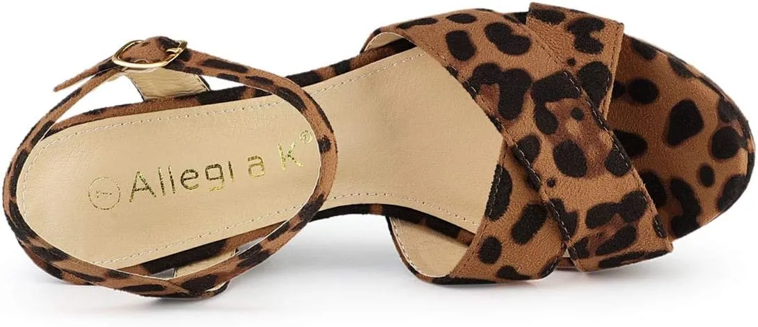 Allegra K Women's Platform Chunky Heels Slingback Sandals
